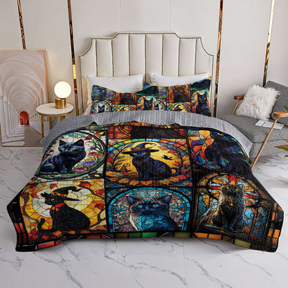 Ceeprints All Season Quilt 3-Piece Set Mysterious Black Cat