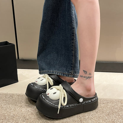 Cute Big Eyes Lace-up Two-Way Hole Shoes