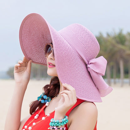 Summer Female Seaside Travel Easiest for Match Wide Brim Sun Straw Hat