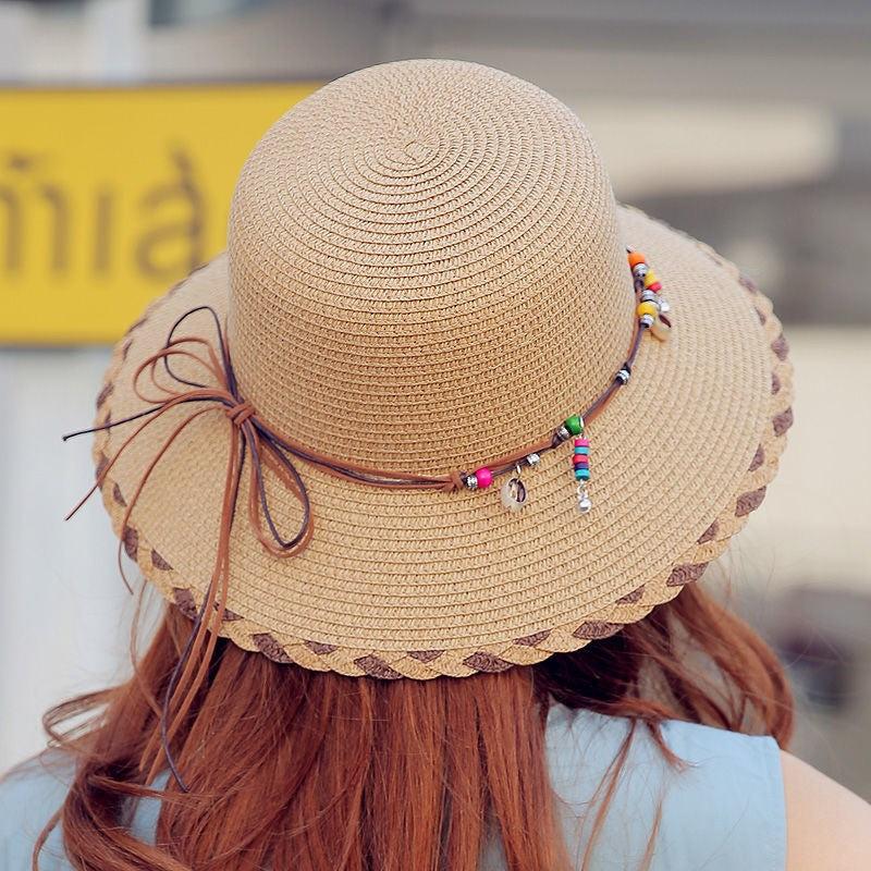Korean-Style Wide Brim Straw Hat – Fashionable Sun Protection for Women