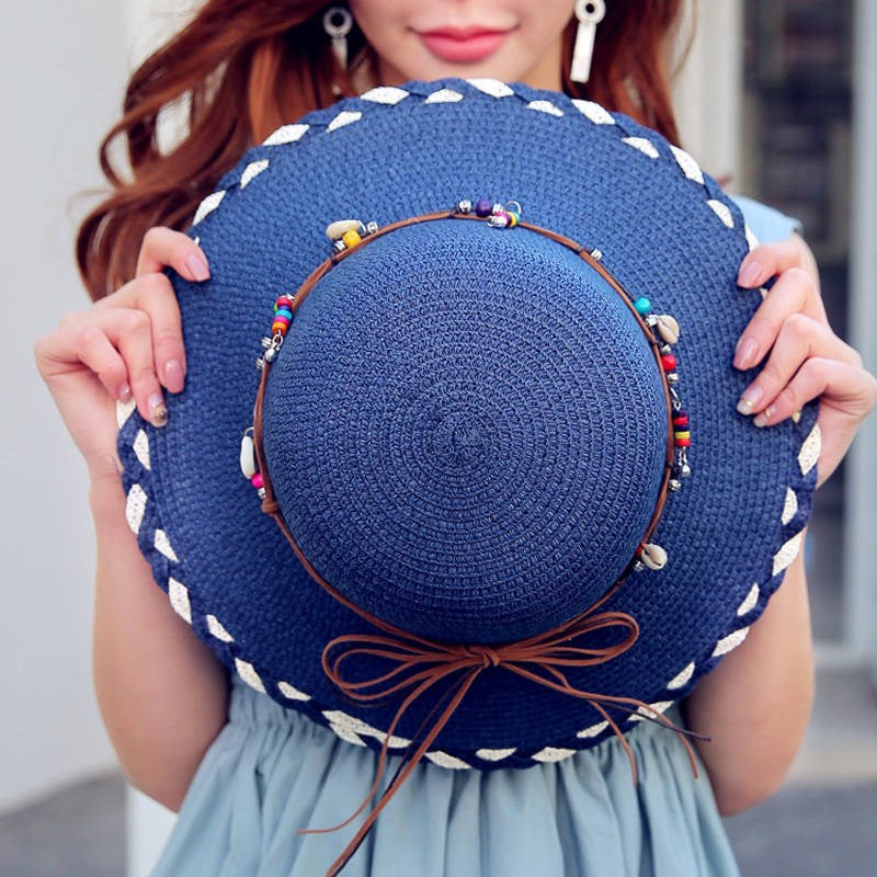 Korean-Style Wide Brim Straw Hat – Fashionable Sun Protection for Women