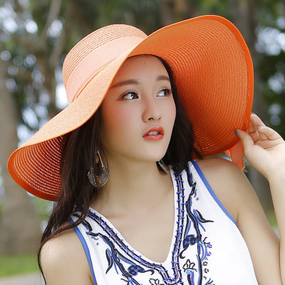 Straw Hat Women Foldable Seaside Vacation Versatile Beach Hat
