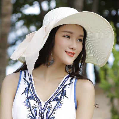 Straw Hat Women Foldable Seaside Vacation Versatile Beach Hat