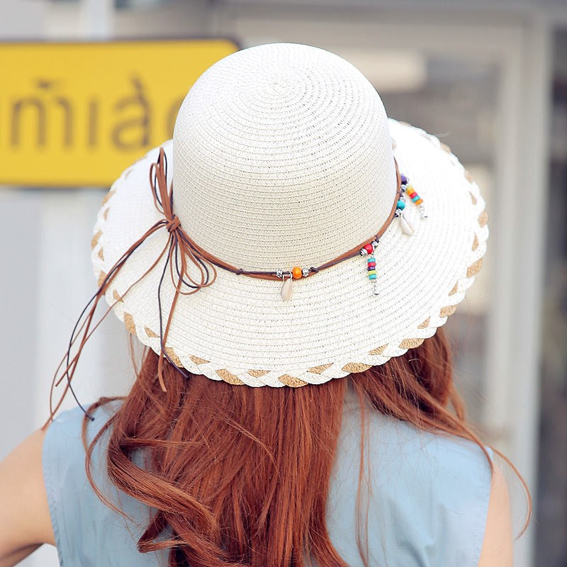 Korean-Style Wide Brim Straw Hat – Fashionable Sun Protection for Women