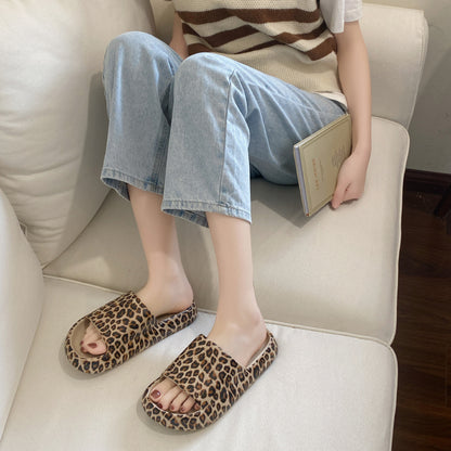Women’s Leopard Print Thick Sole Slippers – Stylish & Comfy