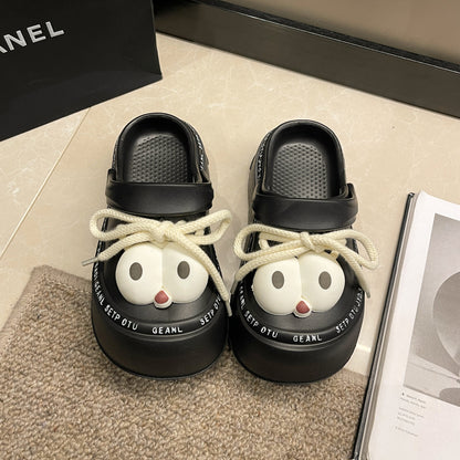 Cute Big Eyes Lace-up Two-Way Hole Shoes