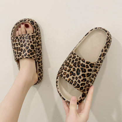 Women’s Leopard Print Thick Sole Slippers – Stylish & Comfy