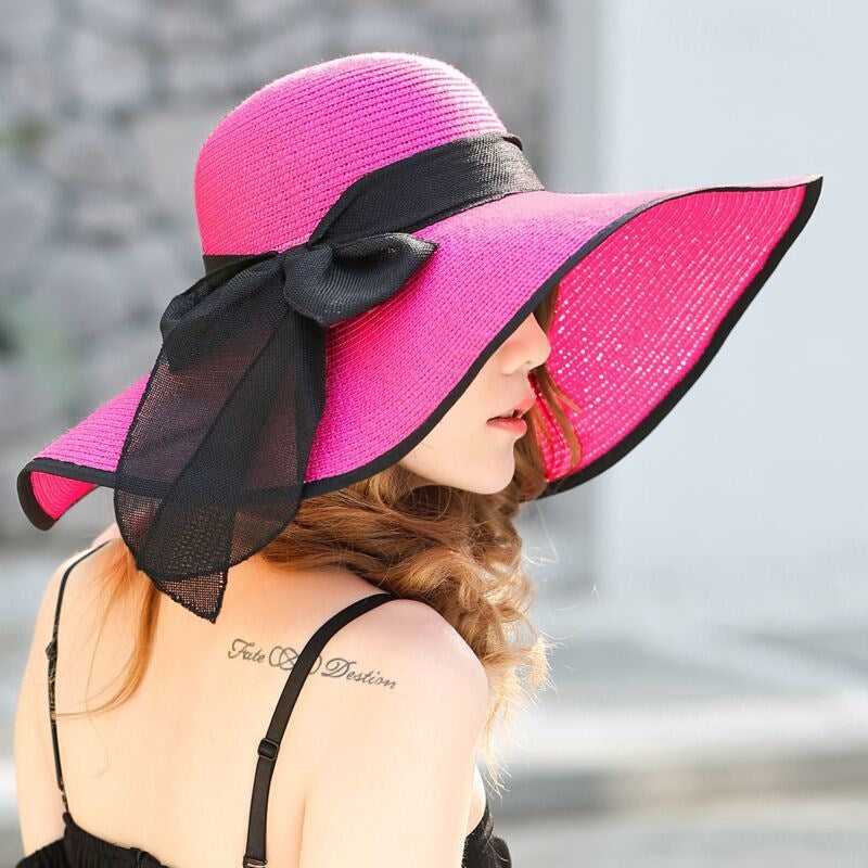 Korean-Style Wide Brim Straw Hat – Fashionable Sun Protection for Women