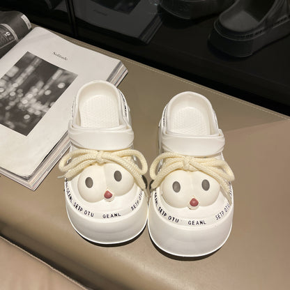Cute Big Eyes Lace-up Two-Way Hole Shoes