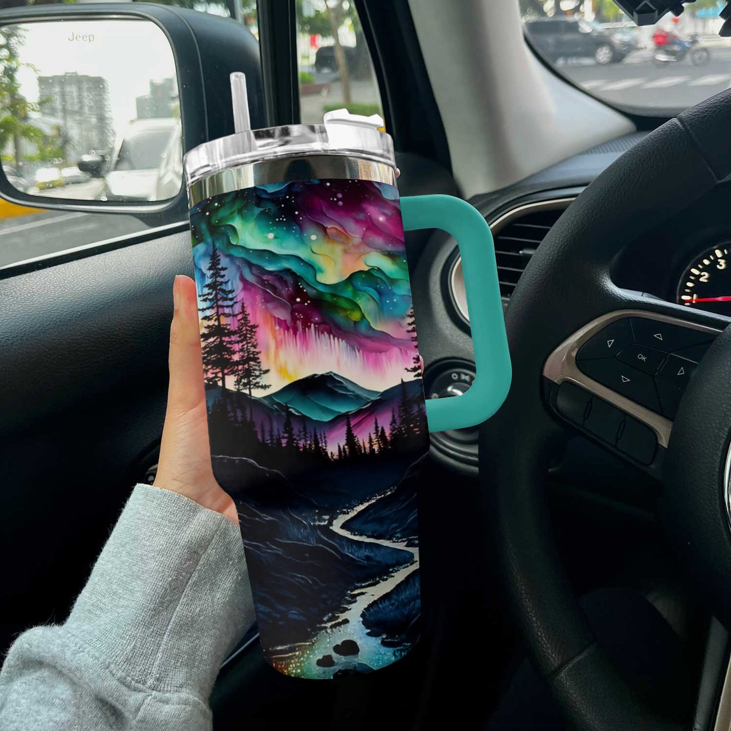 Ceeprints Tumbler Alcohol Ink Northern Lights