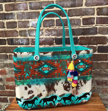 Ceeprints Cee™ Bag Aztec Turquoise And Cowhide