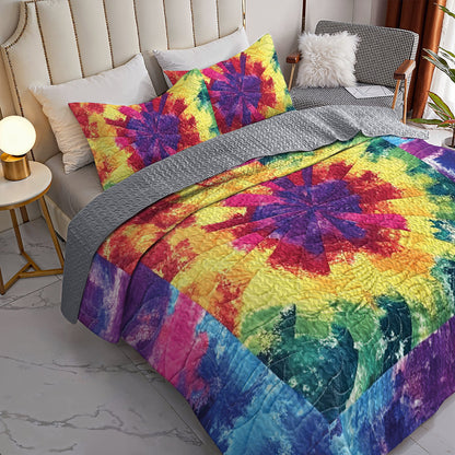 Ceeprints All Season Quilt 3-Piece Set Rainbow fabric pattern