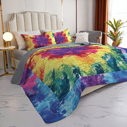 Ceeprints All Season Quilt 3-Piece Set Rainbow fabric pattern