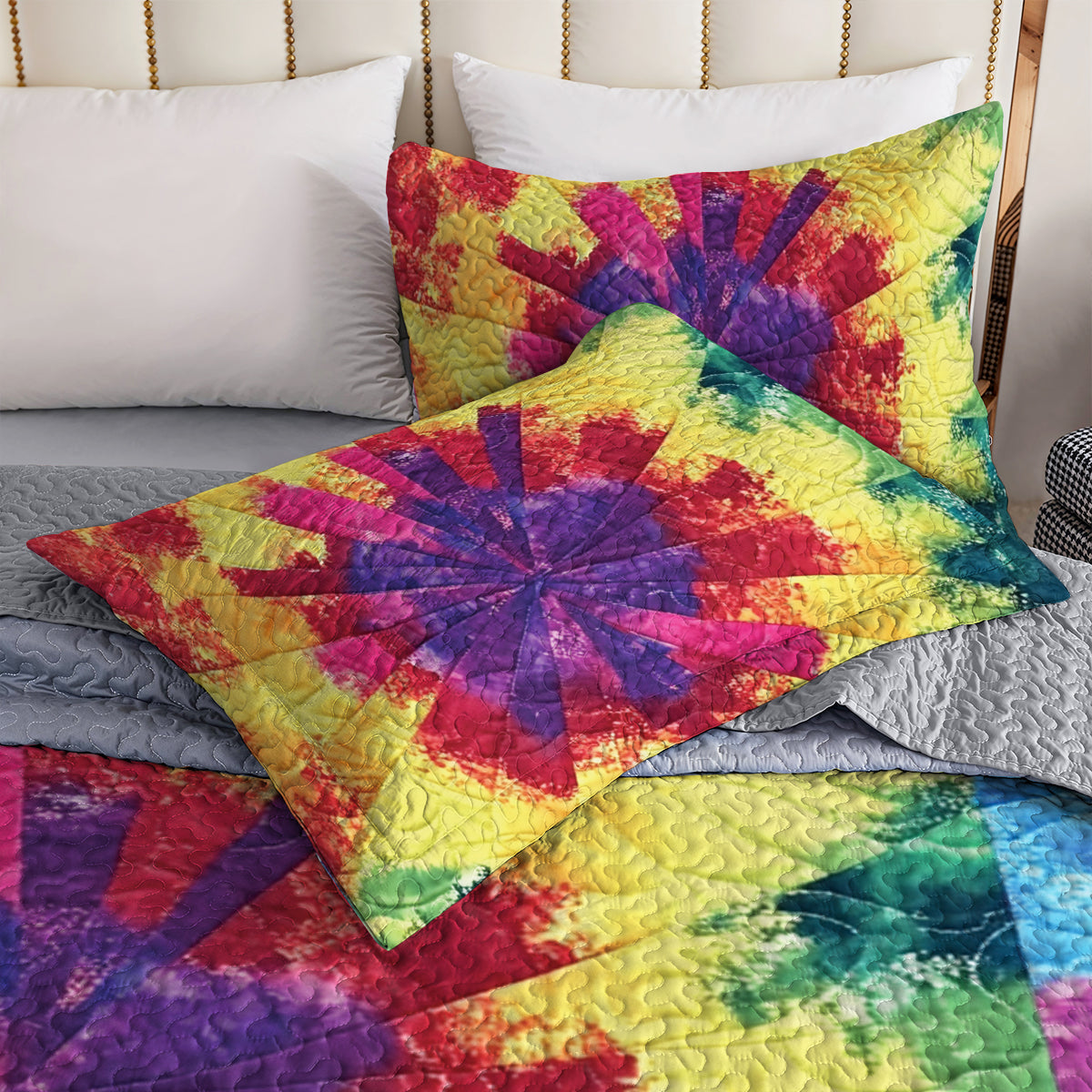Ceeprints All Season Quilt 3-Piece Set Rainbow fabric pattern