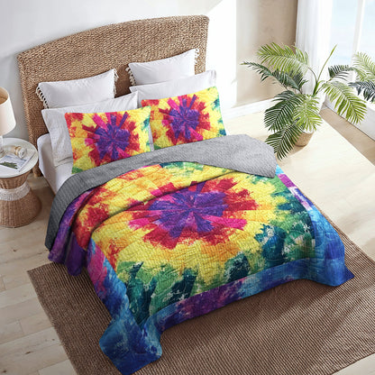 Ceeprints All Season Quilt 3-Piece Set Rainbow fabric pattern
