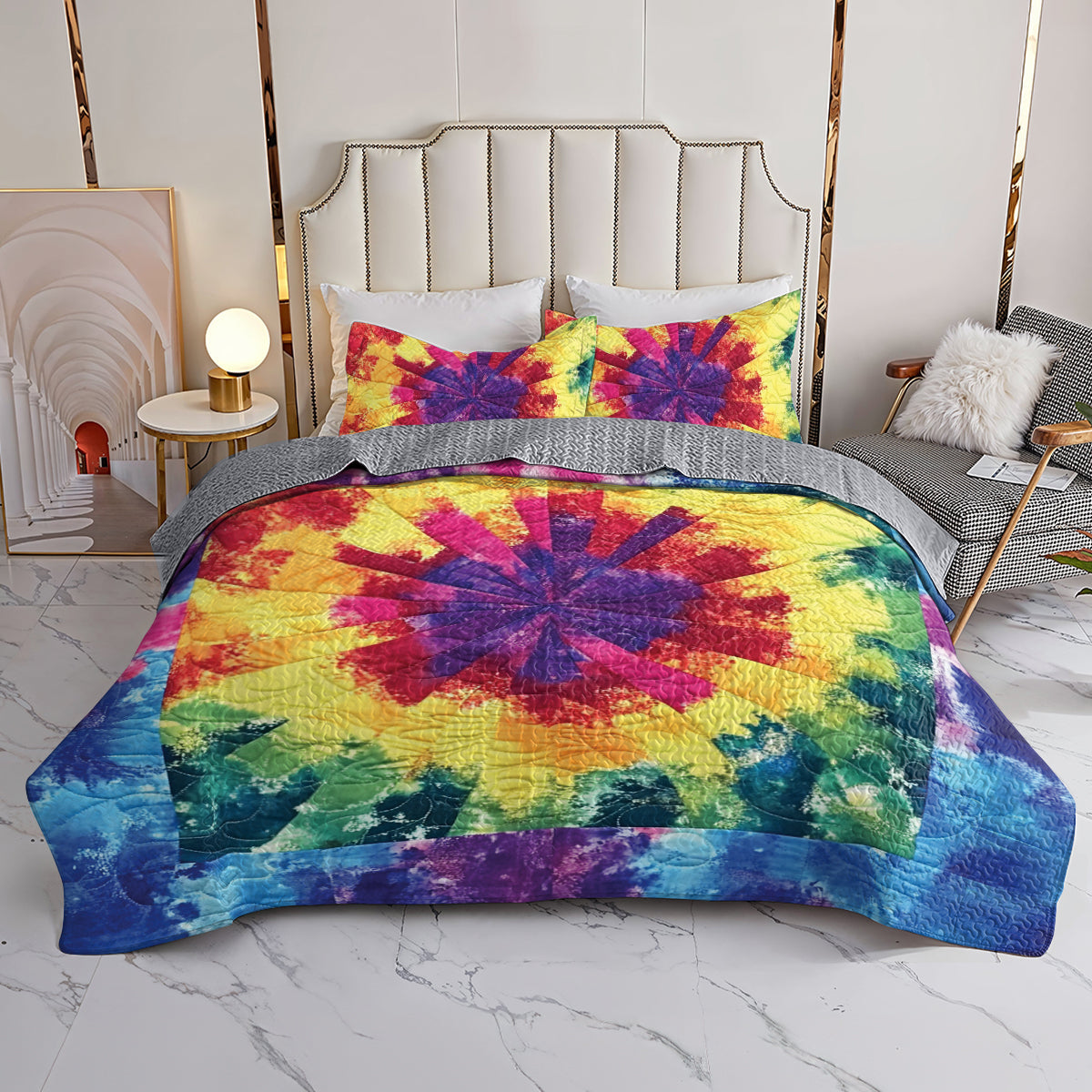 Ceeprints All Season Quilt 3-Piece Set Rainbow fabric pattern