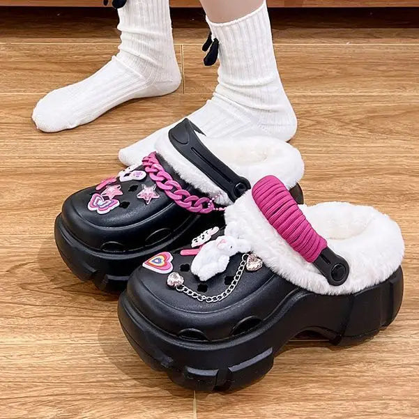 Women’s Waterproof Platform Clogs – Designer Sandals with Charms