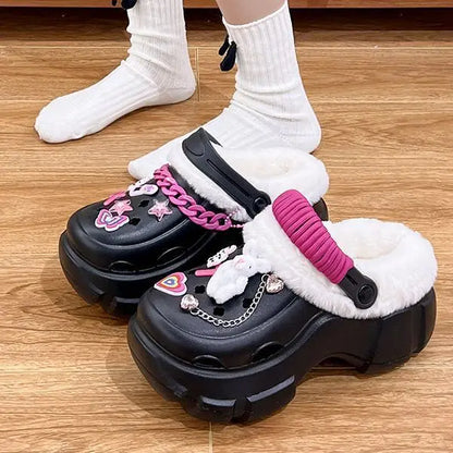 Women’s Waterproof Platform Clogs – Designer Sandals with Charms