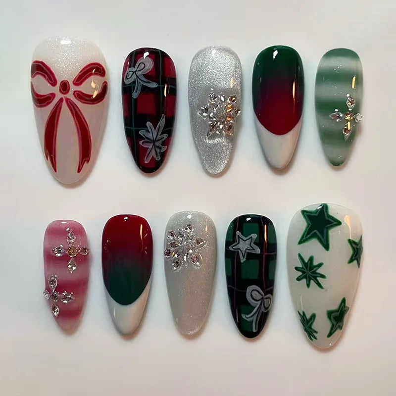 Holiday Glitter Almond No. 15 press-on nails