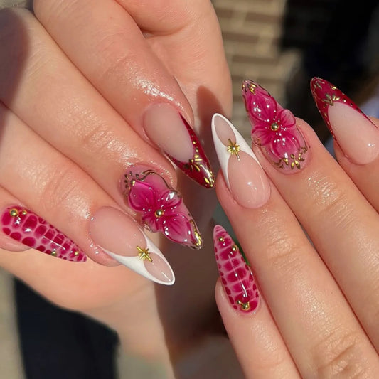 Flower French Almond No. 38 press-on nails