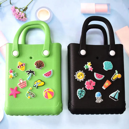 18PCS Summer Bag Charms – Random Rubber Buckles for Beach Totes