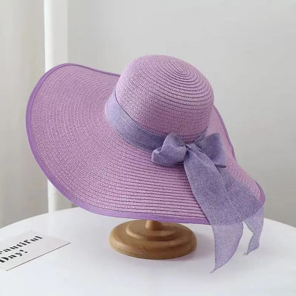 Wide Brim Straw Hat for Women – Retro French Summer Sun Hat