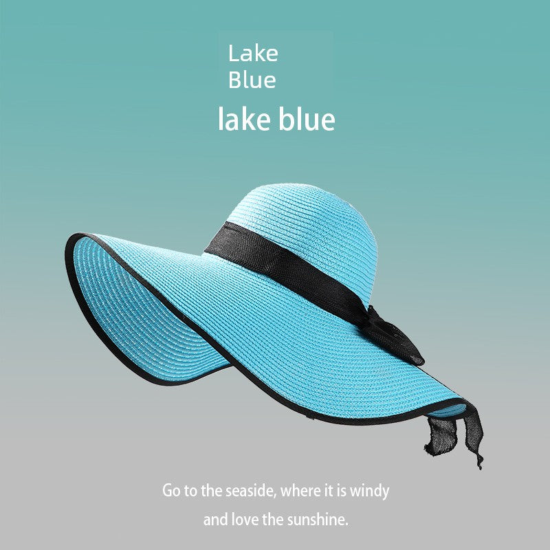 Summer Female Seaside Travel Easiest for Match Wide Brim Sun Straw Hat