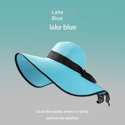 Summer Female Seaside Travel Easiest for Match Wide Brim Sun Straw Hat