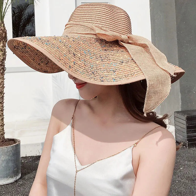 Korean Style Summer Straw Hat – Large Brim Sun Protection Beach Hat
