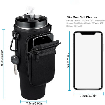 1/2/4PCS 40oz Water Bottle Carrier – Adjustable Strap Pouch for Thermos/Mugs