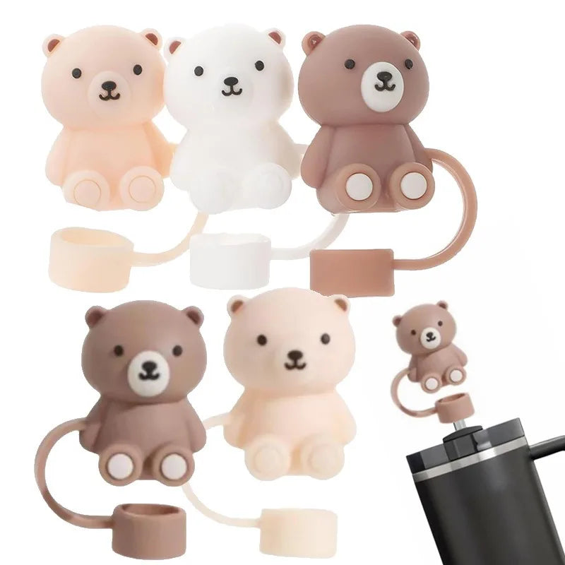 1PC Bear Straw Tip Cover – 10mm Dust-Proof Silicone Topper for 30/40oz Tumblers