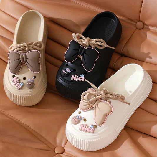 Women’s DIY Platform Sandals – Thick Sole EVA Clogs with Flowers