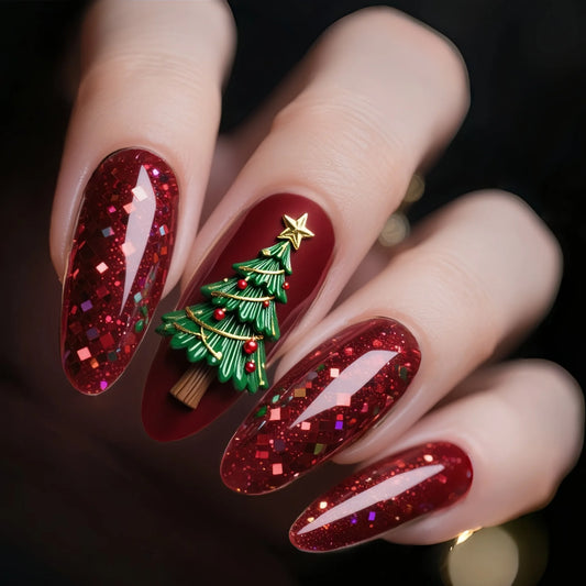 Holiday Glitter Almond No. 19 press-on nails