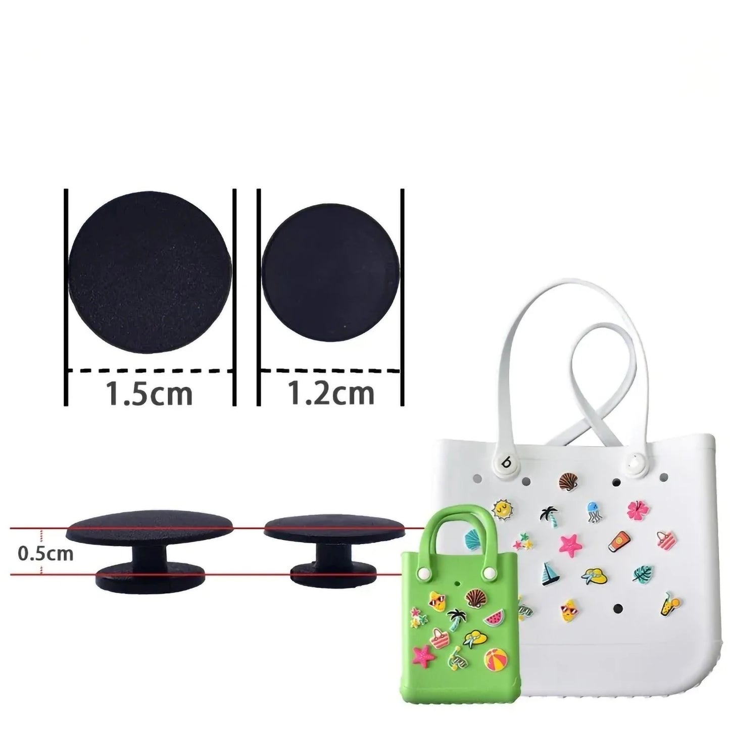 18PCS Summer Bag Charms – Random Rubber Buckles for Beach Totes