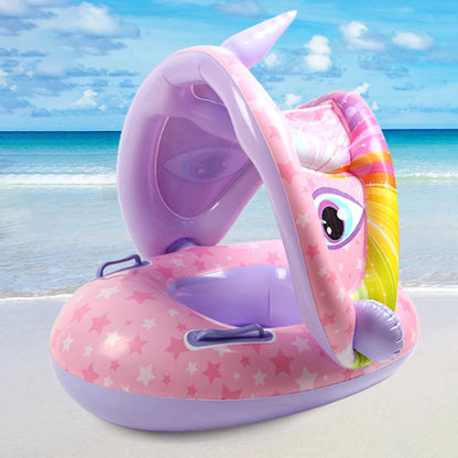 Ceeprints Baby Inflatable Swimming Ring with Sunshade