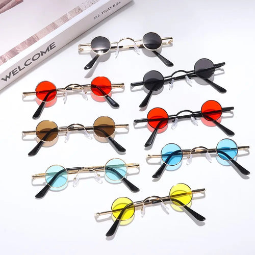 Small Round Rock Punk Sunglasses – Ultra Metal Frame Hip Hop Shades