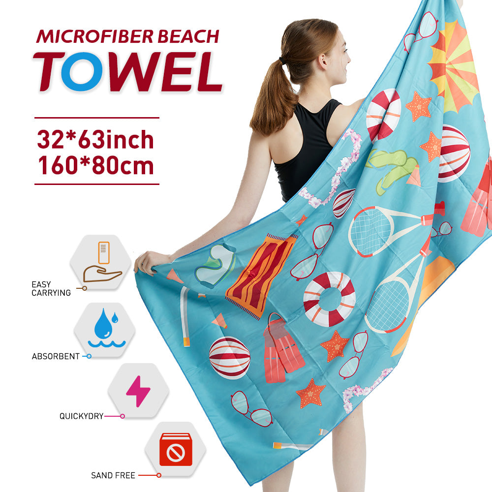 Large Microfiber Beach Towel – Quick-Dry & Sand-Free