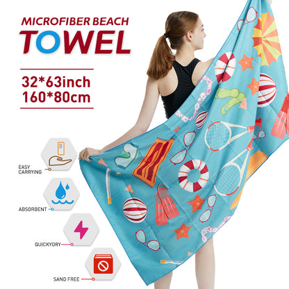 Large Microfiber Beach Towel – Quick-Dry & Sand-Free