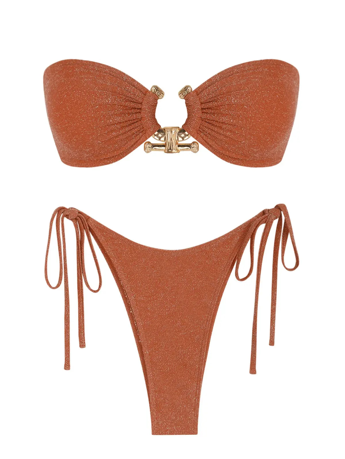 O-Ring Bandeau Bikini – Sexy Tie-Side Swimsuit for Women