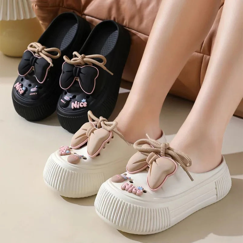 Women’s DIY Platform Sandals – Thick Sole EVA Clogs with Flowers