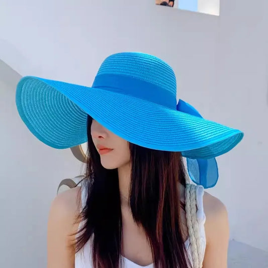 Korean Style Summer Straw Hat – Large Brim Sun Protection Beach Hat
