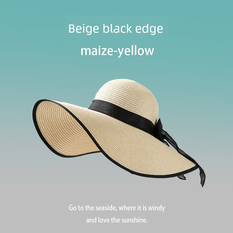Summer Female Seaside Travel Easiest for Match Wide Brim Sun Straw Hat