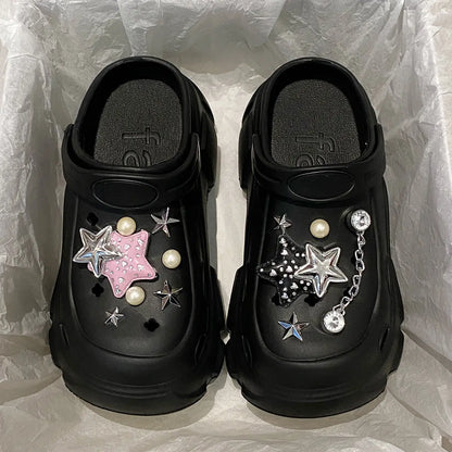 Women’s Waterproof Platform Clogs – Designer Sandals with Charms