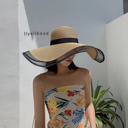 Elegant Veil Netting Sun Hat – Wide Brim Kentucky Derby & Beach Hat