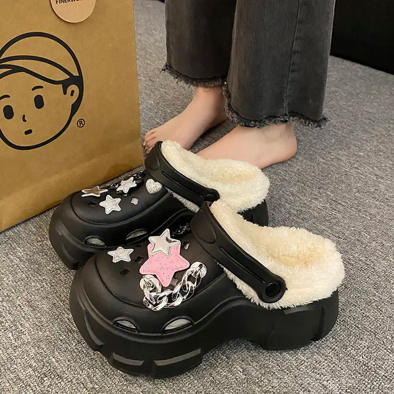 Women’s Waterproof Platform Clogs – Designer Sandals with Charms