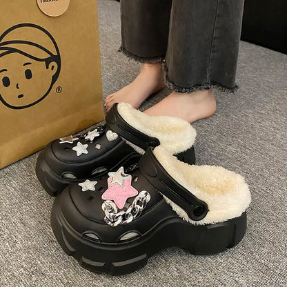 Women’s Waterproof Platform Clogs – Designer Sandals with Charms