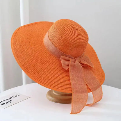 Wide Brim Straw Hat for Women – Retro French Summer Sun Hat