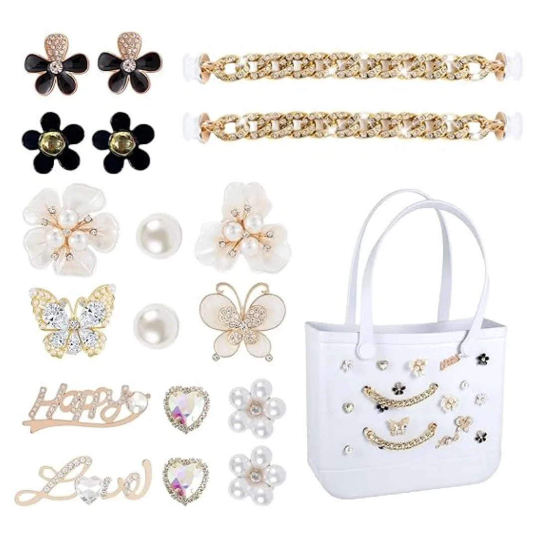 Beach Bag Charms – Pearls, Love, Butterfly & Chain for Simply Southern