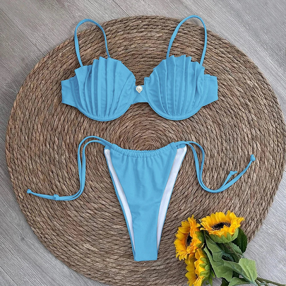 Sexy Shell Micro Bikini Set – 2025 Brazilian Thong Swimsuit for Women