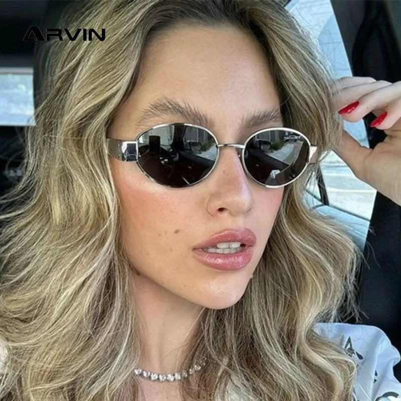 Fashion Oval Sunglasses – Retro Trend Metal Frame UV400 Eyewear